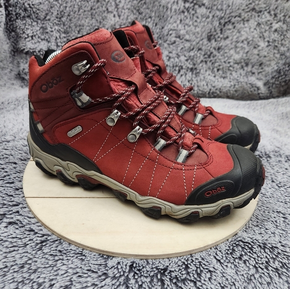 Oboz Canada Shoes - Oboz Bridger Mid BDry Waterproof Hiking Boots Trails Rio Red Womens Size 9